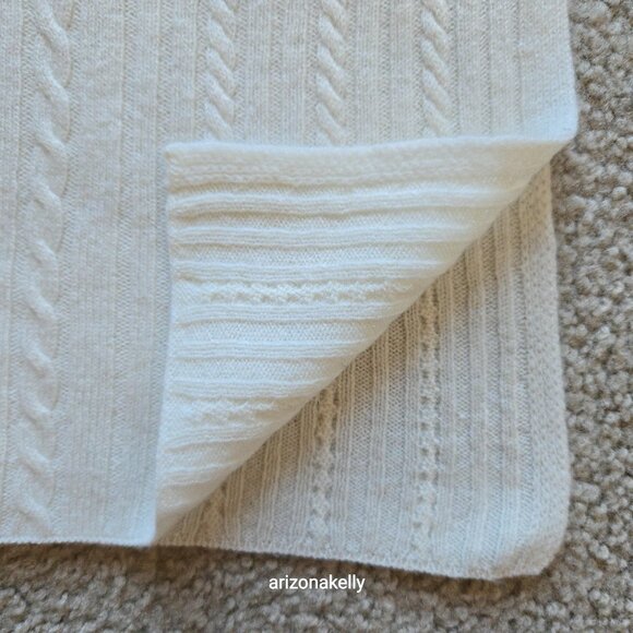 NWT Fishers Finery Cashmere Cable Knit Ivory Scarf Black Label Cable Knit Ivory - Picture 12 of 13